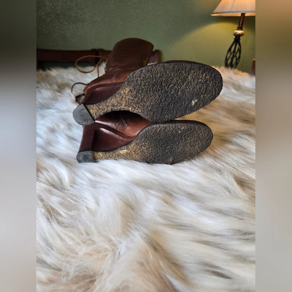 Apepazza Knee High Back Lace Leather Wedge Boots - Picture 8 of 12